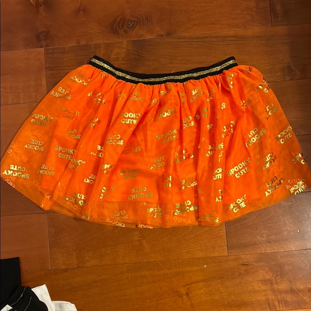 Orange Gold Mini Bubble Skirt with Ruffles